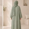 Layal Linen Abaya Set – Green – Detailansicht | ZAVRYNE Deutschland