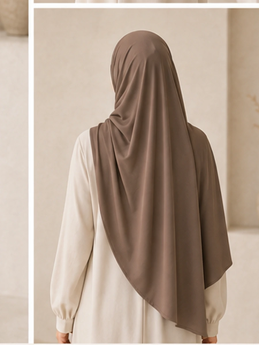 Liquid Jersey Hijab – Mokka – Detailansicht | ZAVRYNE Deutschland