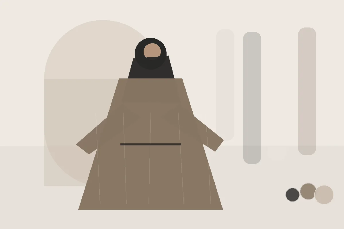 Schwarze Abaya im Alltag kombinieren: 9 ruhige Kombinationen – redaktionelle Illustration zu schwarze Abaya kombinieren