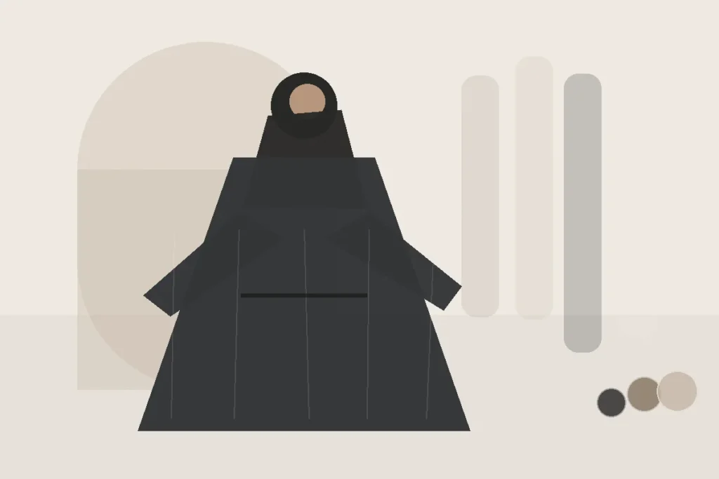 Offene Abaya kombinieren: 7 Ideen für den Schichtenstil für jeden Tag – redaktionelle Illustration zu offene Abaya kombinieren