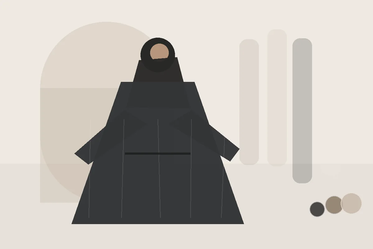 Offene Abaya kombinieren: 7 Ideen für den Schichtenstil für jeden Tag – redaktionelle Illustration zu offene Abaya kombinieren