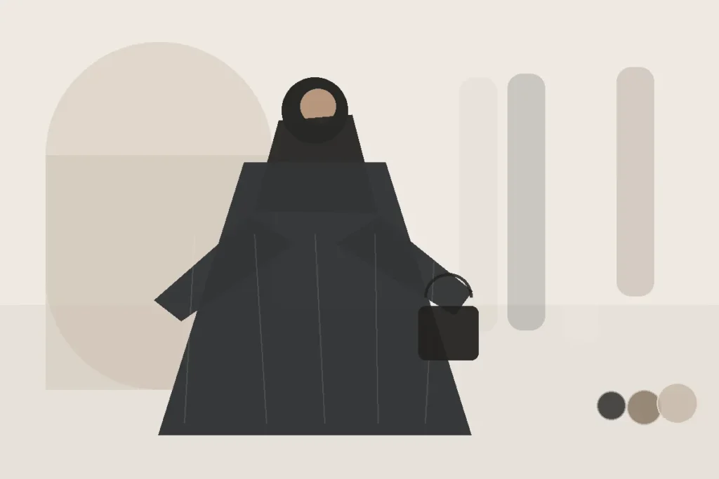 Abaya mit Gürtel oder ohne? Welche Silhouette passt wann – redaktionelle Illustration zu Abaya mit Gürtel