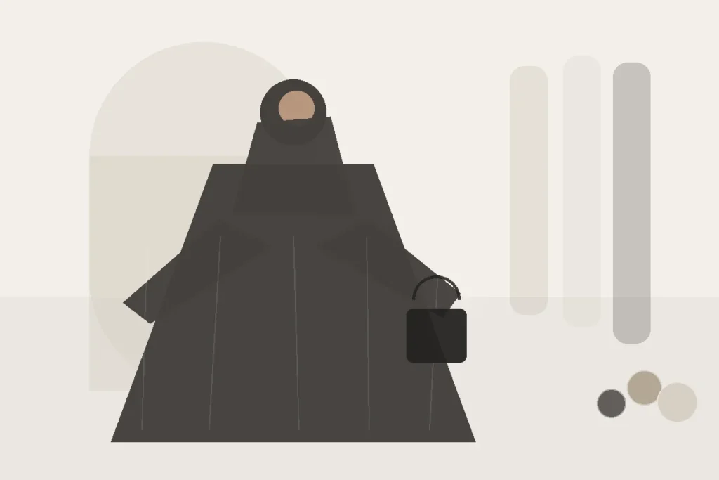 Abaya für große Frauen: Worauf du bei Ärmeln und Saum achten solltest – redaktionelle Illustration zu Abaya große Frauen