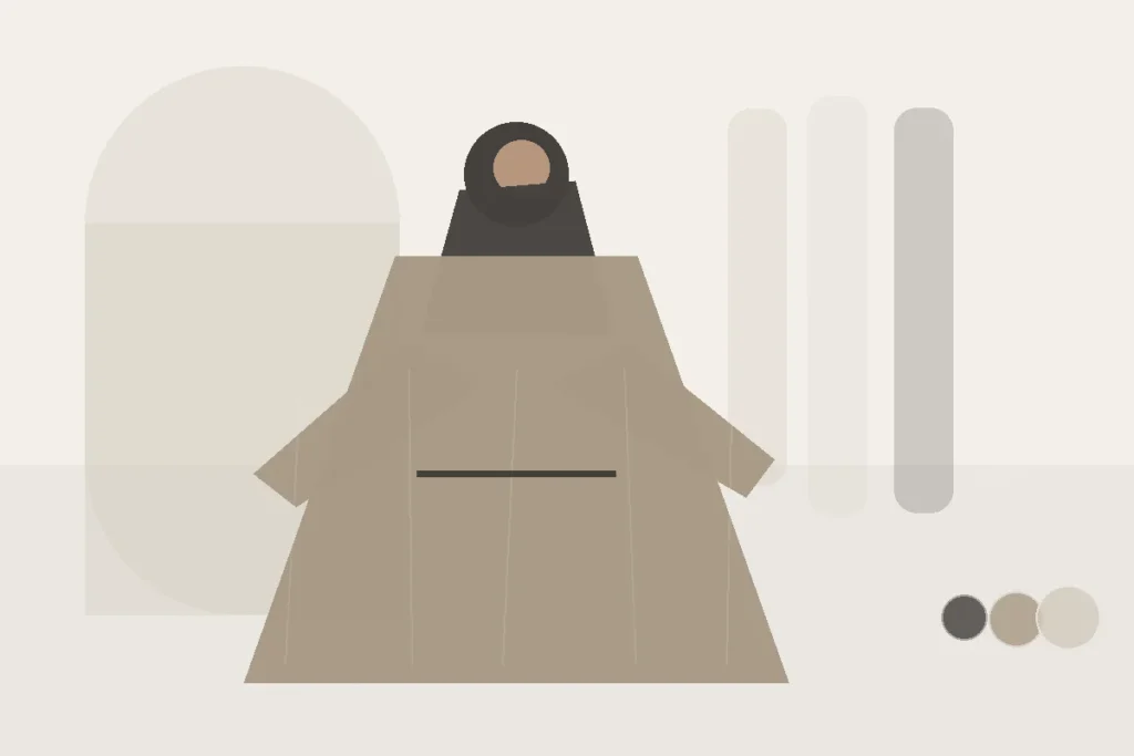 Sehr weit geschnittene Abaya: Wann locker gut aussieht und wann es zu viel wird – redaktionelle Illustration zu sehr weit geschnitten Abaya Passform