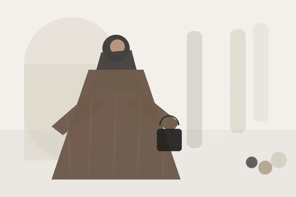 So misst du dich für Abaya und Maxikleid richtig – redaktionelle Illustration zu Abaya Maße nehmen