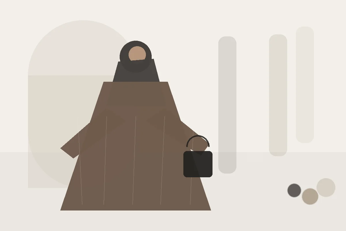 So misst du dich für Abaya und Maxikleid richtig – redaktionelle Illustration zu Abaya Maße nehmen