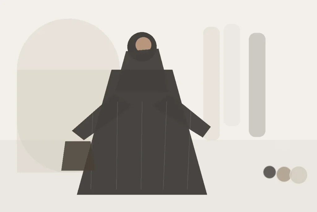 Passform-Ratgeber: Gerade, A-Linie, Kimono oder offen? – redaktionelle Illustration zu Abaya Schnittformen