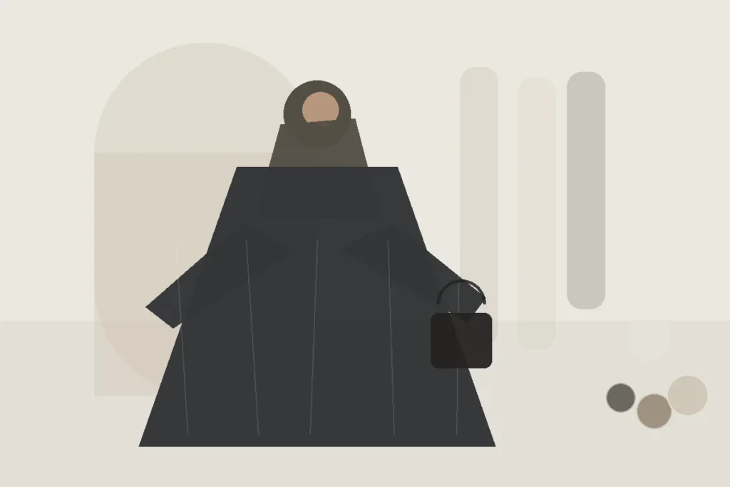 Crêpe-Abaya: Was du über Fall, Struktur und Pflege wissen solltest – redaktionelle Illustration zu Crepe Abaya