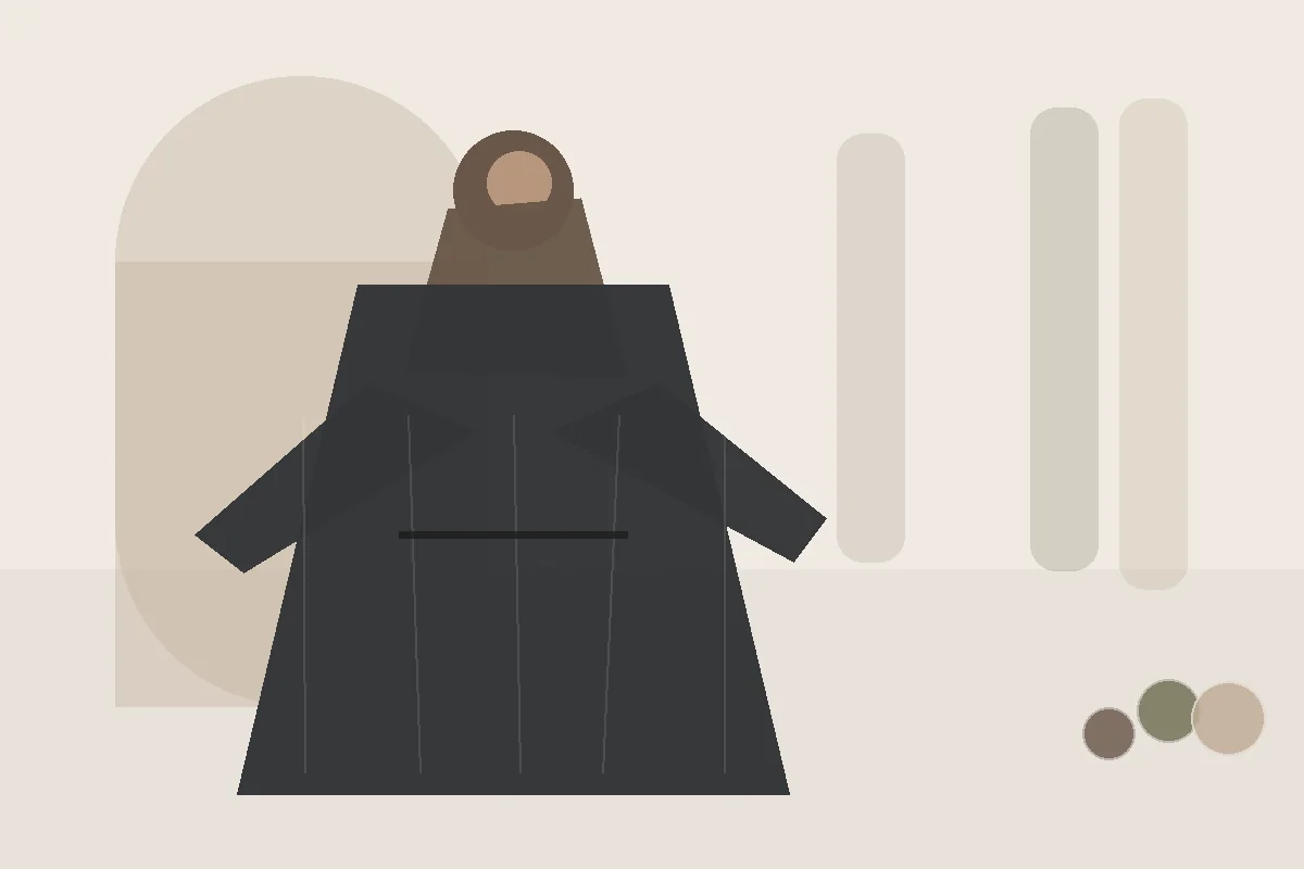 Olivgrün in bedeckender Mode: 7 Farbkombinationen für den Alltag – redaktionelle Illustration zu Olivgrün kombinieren Damen