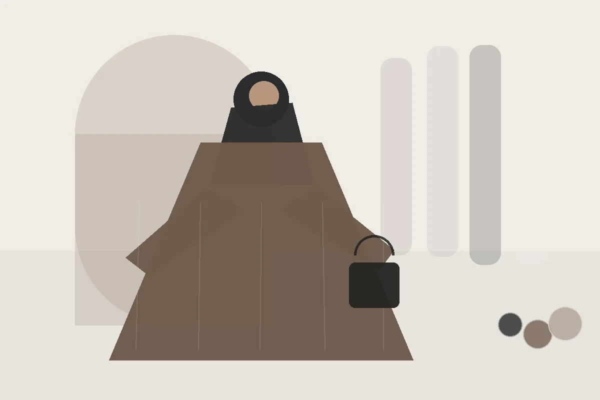 Bedeckende Mode für Homeoffice und Termine: schnell angezogen, gepflegt – redaktionelle Illustration zu bedeckende Arbeiten zu Hause Kombination