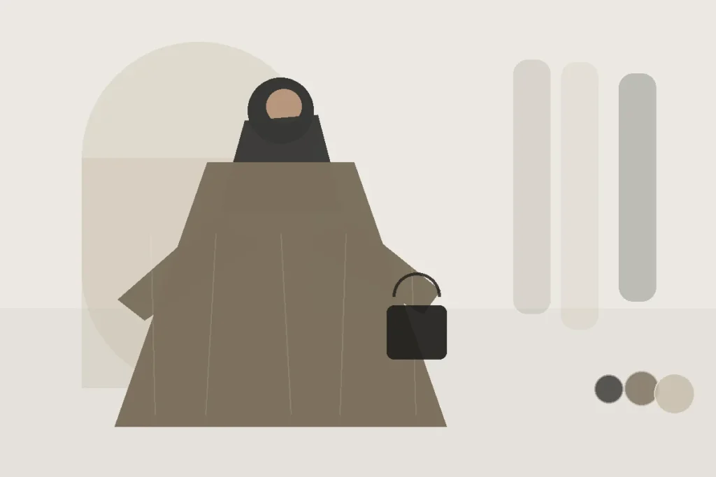Kimono-Abaya kombinieren: Der einfache Ratgeber für Schichten – redaktionelle Illustration zu Kimono Abaya kombinieren