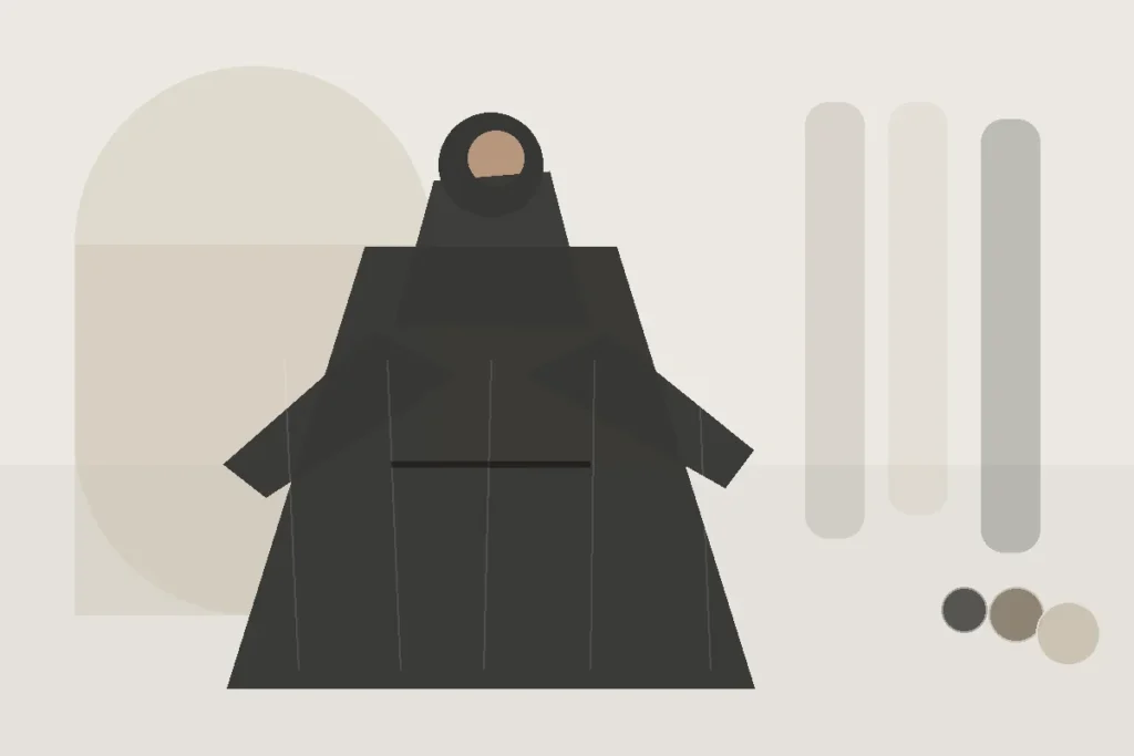 Kimono mit Hose: Eine moderne bedeckende Kombination für jeden Tag – redaktionelle Illustration zu Kimono mit Hose
