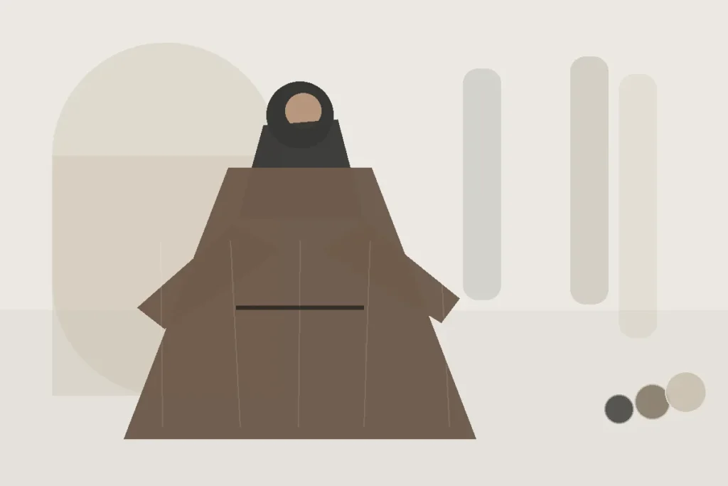 Offene Abaya als Mantel-Ersatz: Wann das funktioniert – redaktionelle Illustration zu offene Abaya Mantel