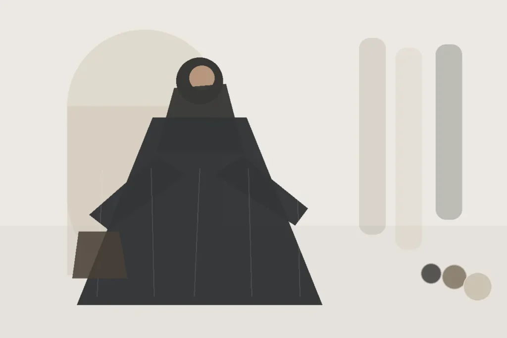 Breite Ärmel kombinieren: Praktisch bleiben im Alltag – redaktionelle Illustration zu weite Ärmel Abaya