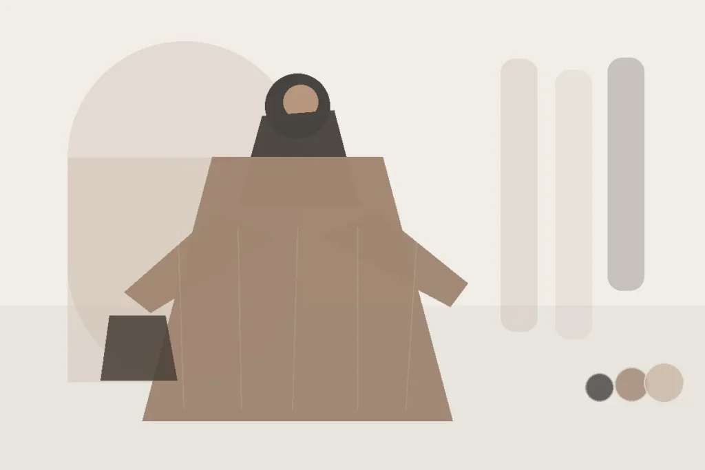 Welcher Hijab passt zur schwarzen Abaya? 8 ruhige Farbkombinationen – redaktionelle Illustration zu Hijab schwarze Abaya