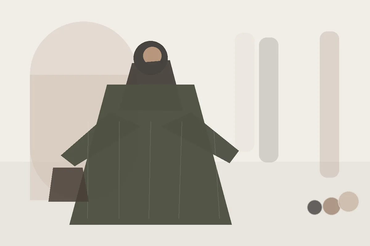 Schlichter Hijab fürs Büro: Material und Farbe richtig wählen – redaktionelle Illustration zu Hijab Büro