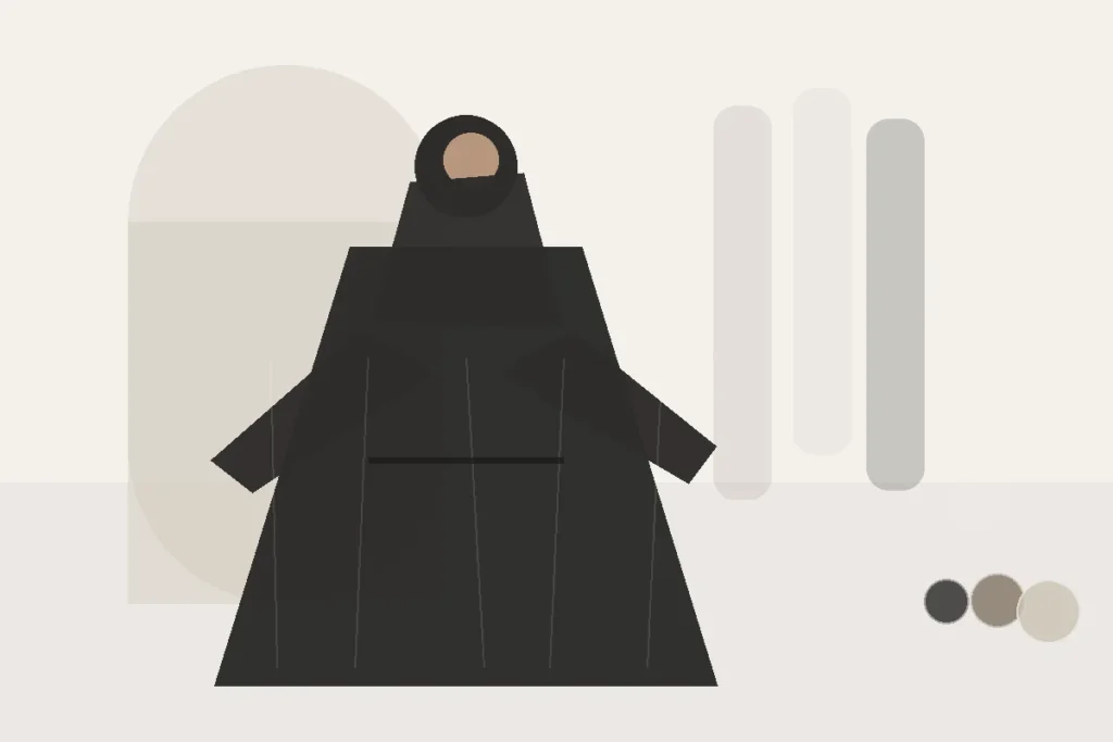 Die erste ZAVRYNE-Bestellung planen: Größe, Länge, Farbe und Kombination – redaktionelle Illustration zu ZAVRYNE Abaya kaufen