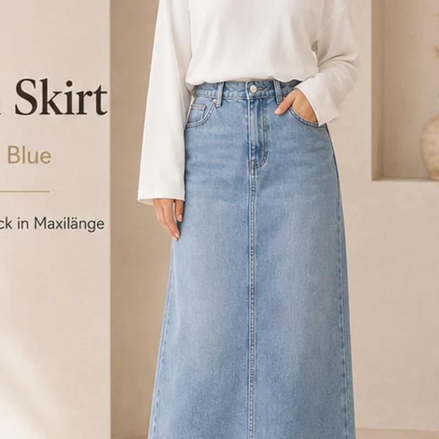 Maxi Denim Skirt – Washed Out Blue