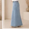 Maxi Denim Skirt – Washed Out Blue – zweite Ansicht | ZAVRYNE Deutschland