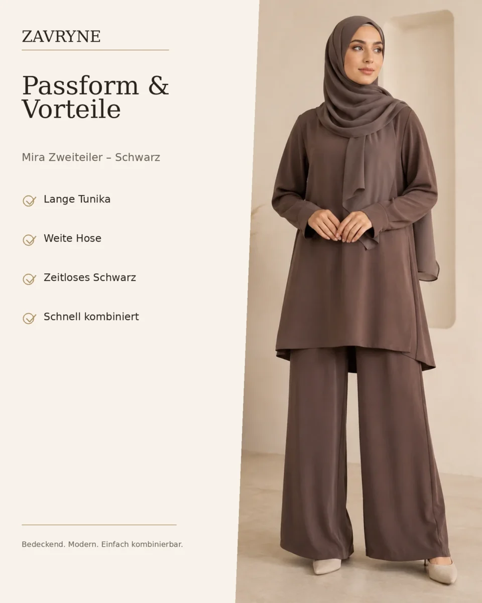 Mira Zweiteiler – Schwarz – Passform und Vorteile | ZAVRYNE Deutschland