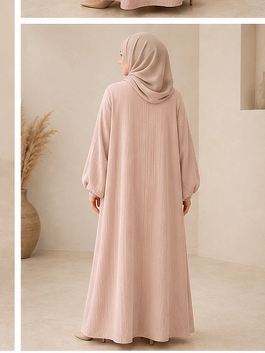 Muslin Abaya Manal – Puderrosa – Detailansicht | ZAVRYNE Deutschland