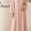 Muslin Abaya Manal – Puderrosa – Vorderansicht | ZAVRYNE Deutschland