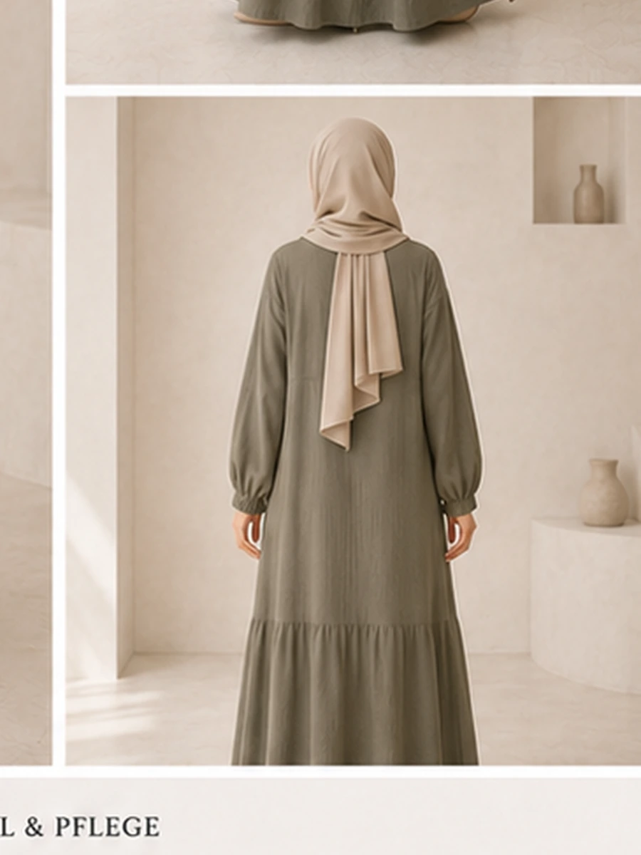 Nergiz Dress – Khaki – Detailansicht | ZAVRYNE Deutschland