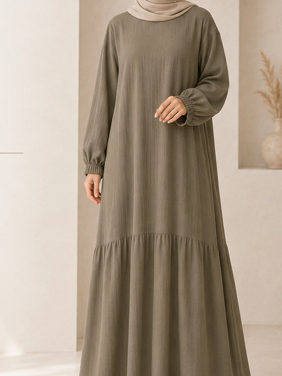 Nergiz Dress – Khaki – Vorderansicht | ZAVRYNE Deutschland