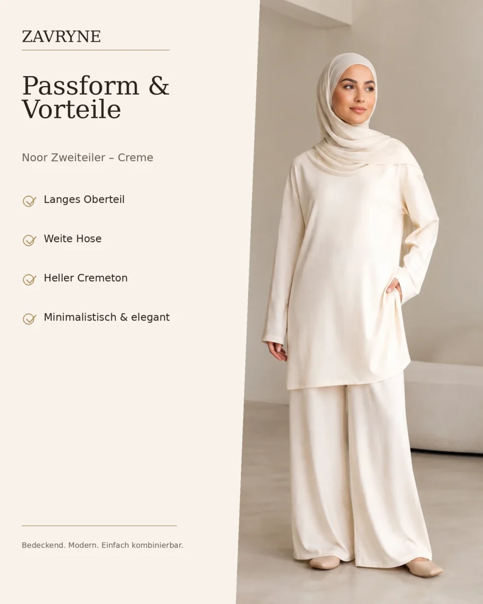 Noor Zweiteiler – Creme – Passform und Vorteile | ZAVRYNE Deutschland