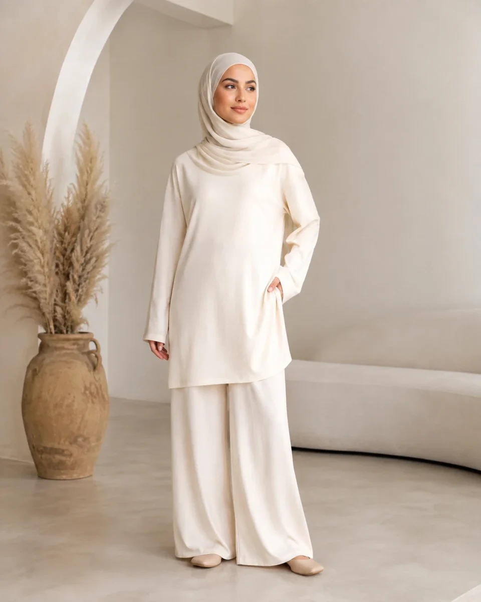 Noor Zweiteiler – Creme – Vorderansicht | ZAVRYNE Deutschland