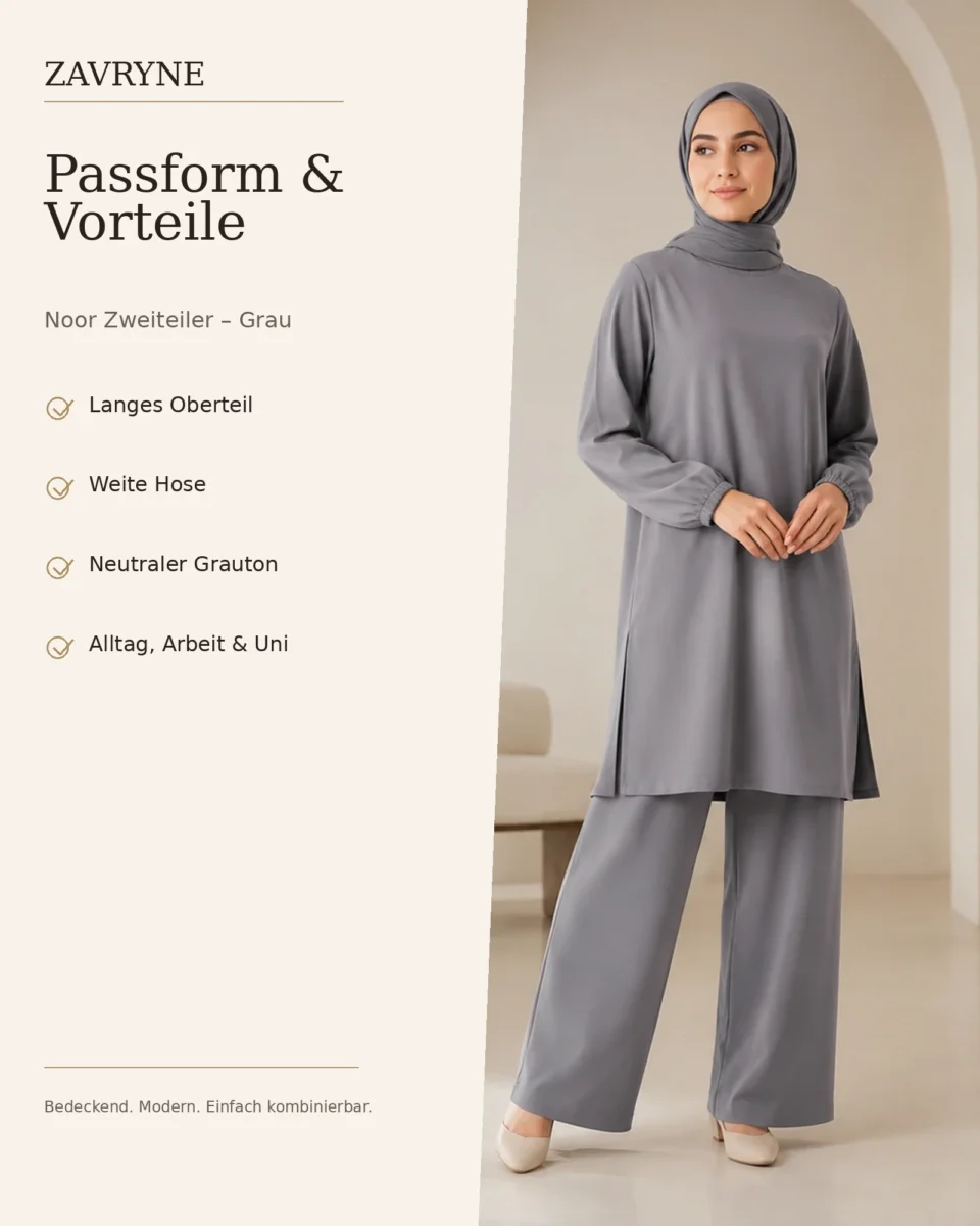 Noor Zweiteiler – Grau – Passform und Vorteile | ZAVRYNE Deutschland