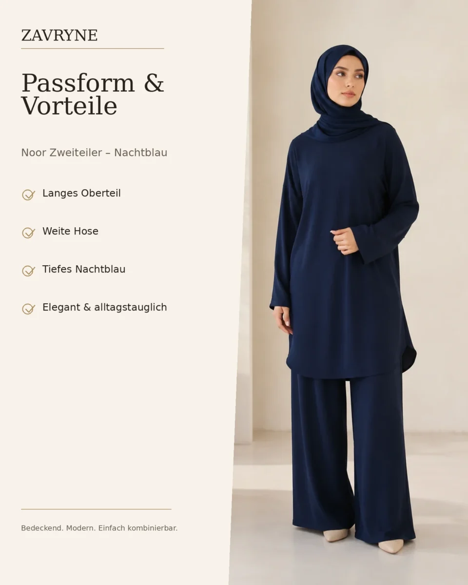 Noor Zweiteiler – Nachtblau – Passform und Vorteile | ZAVRYNE Deutschland
