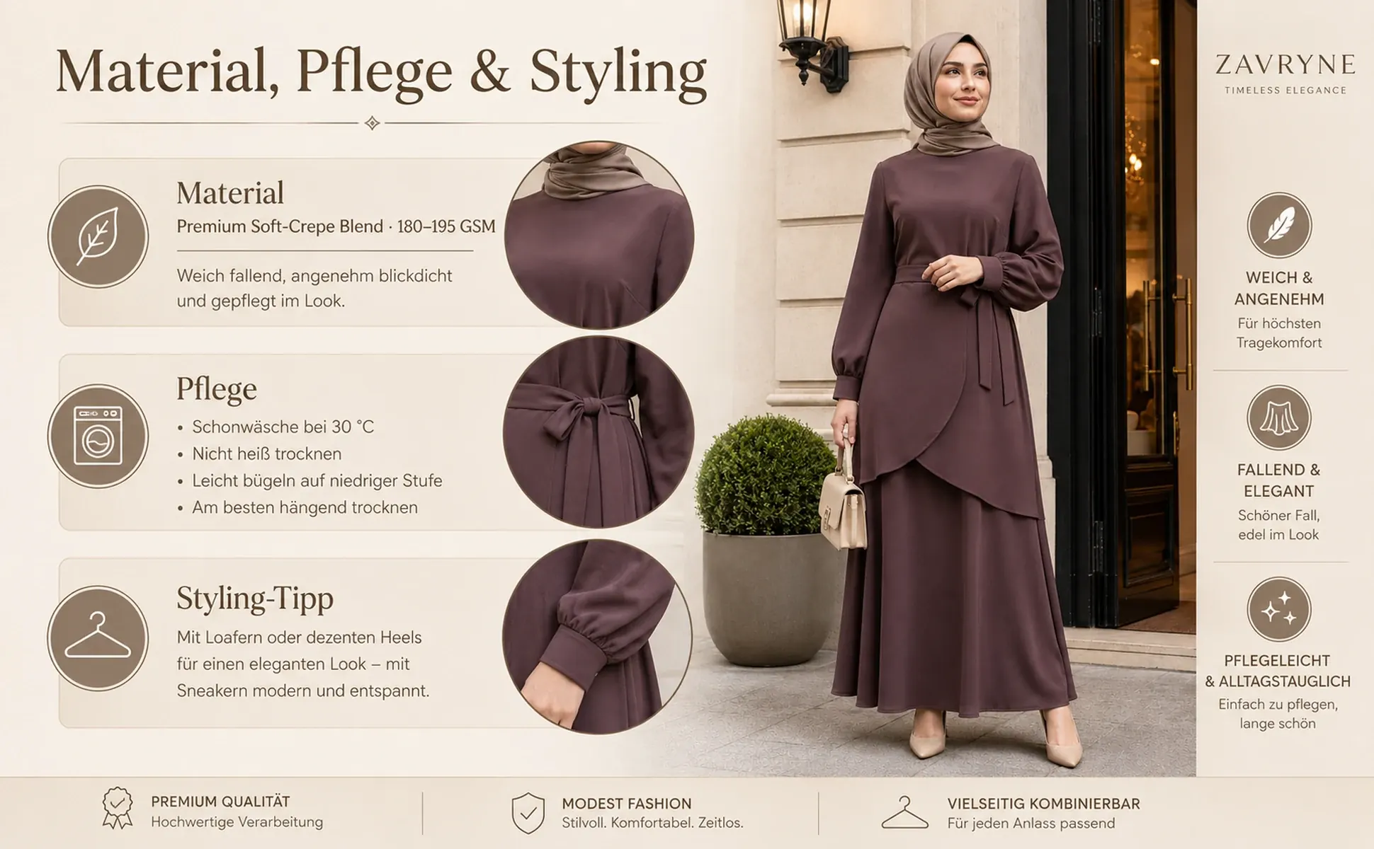 Material, Pflege & Styling