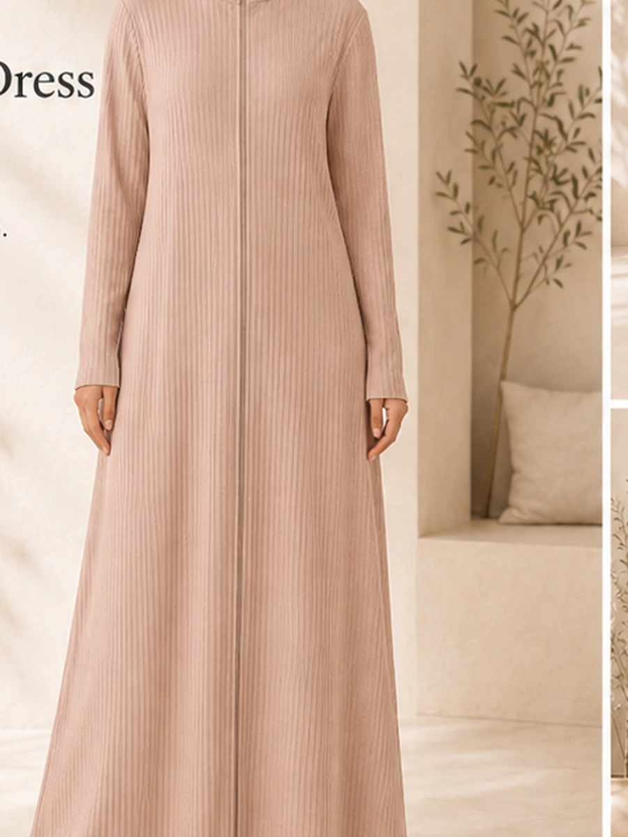 Noya Zip-Up Dress – Poudre – Vorderansicht | ZAVRYNE Deutschland