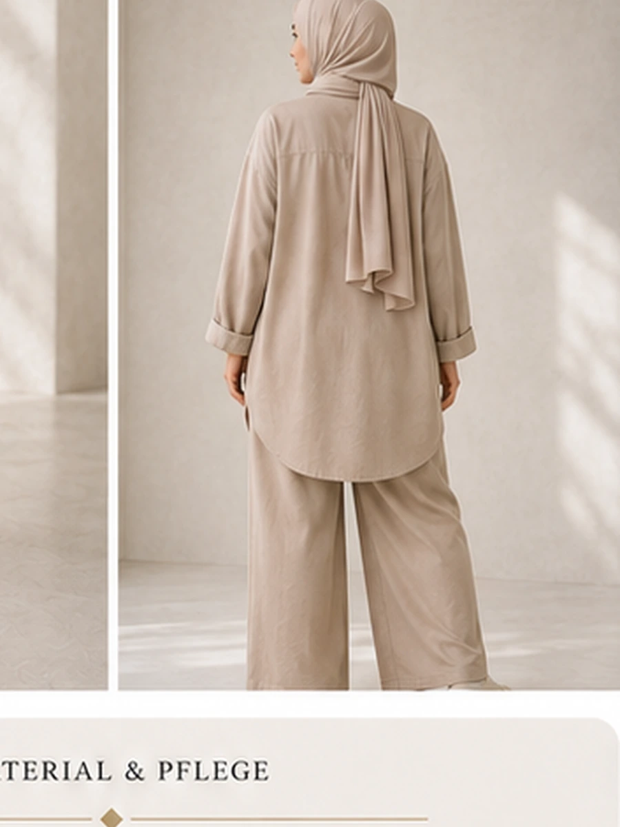 Oversized Cotton Set – Sand – Detailansicht | ZAVRYNE Deutschland