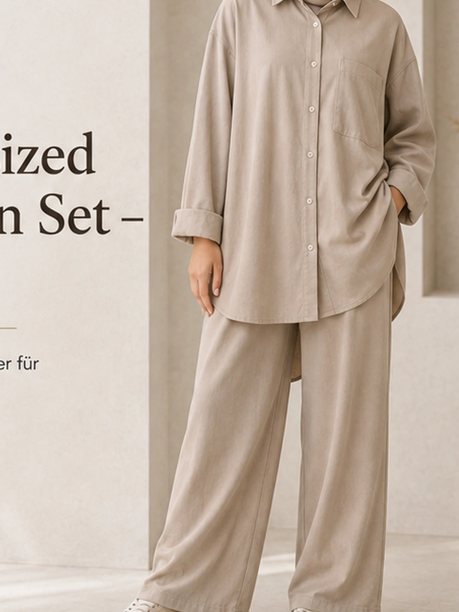 Oversized Cotton Set – Sand – Vorderansicht | ZAVRYNE Deutschland