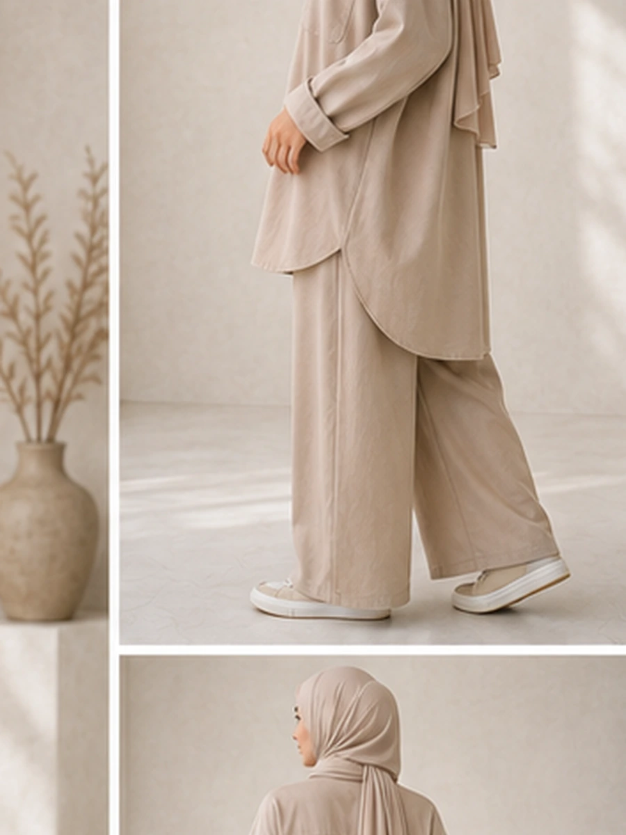 Oversized Cotton Set – Sand – zweite Ansicht | ZAVRYNE Deutschland
