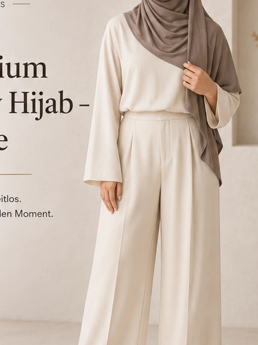 Premium Jersey Hijab – Taupe – Vorderansicht | ZAVRYNE Deutschland