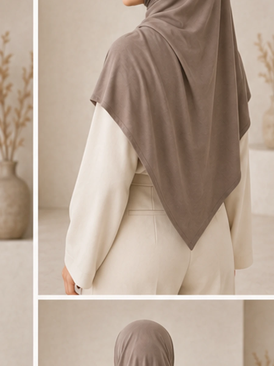 Premium Jersey Hijab – Taupe – zweite Ansicht | ZAVRYNE Deutschland