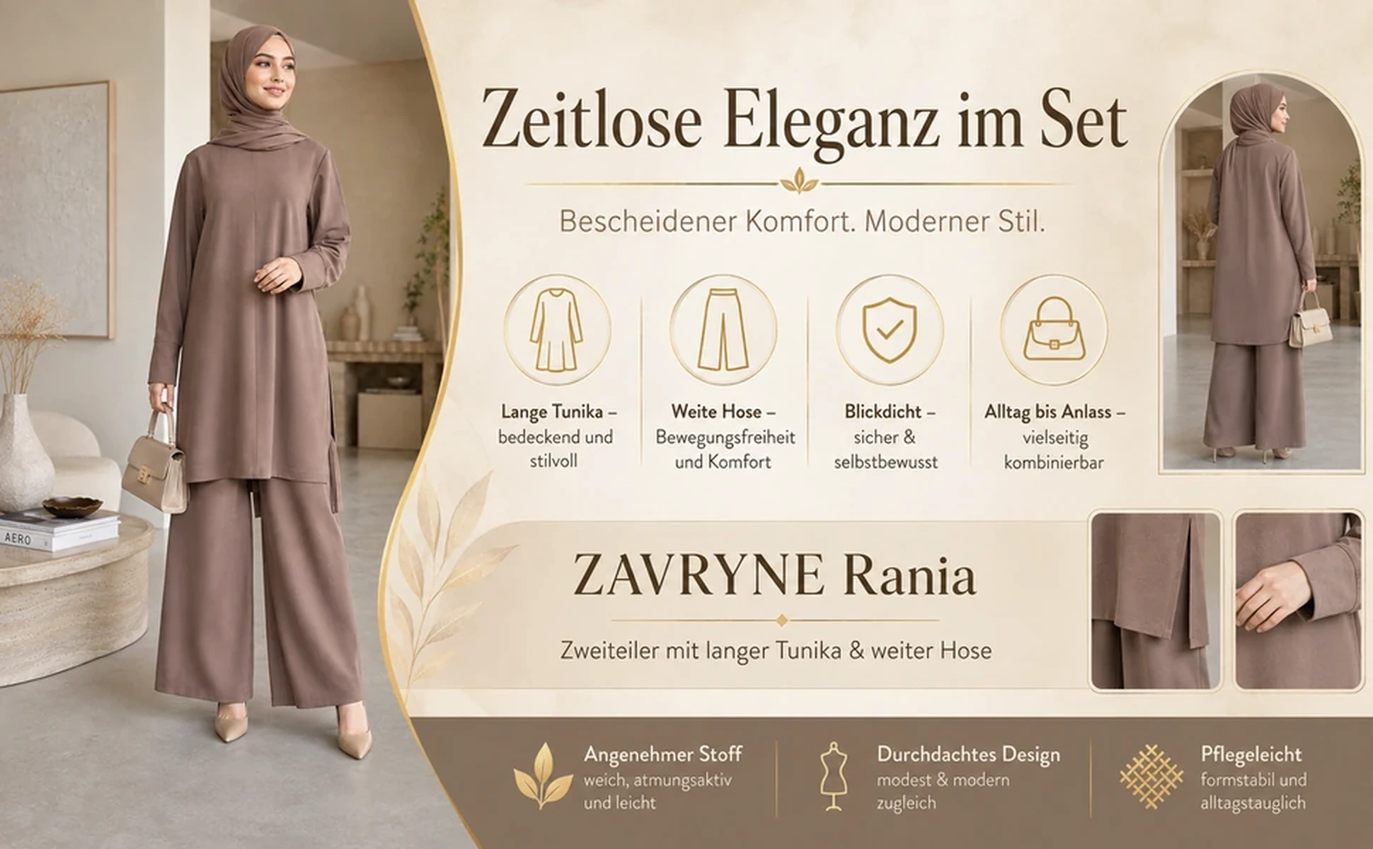 ZAVRYNE Rania – Zweiteiler mit Tunika & weiter Hose