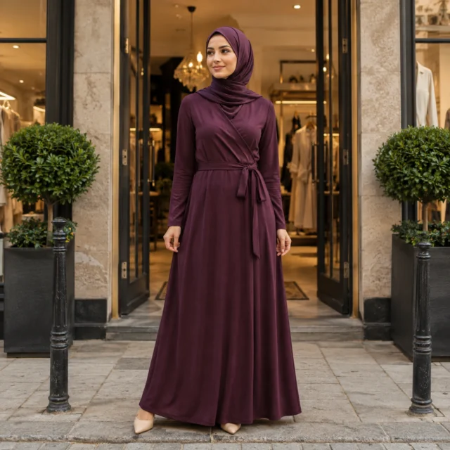 ZAVRYNE Riva – Wickeloptik Strick-Maxikleid mit Bindegürtel