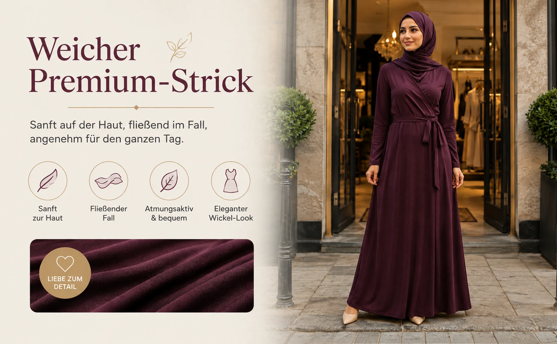 ZAVRYNE Riva – Wickeloptik Strick-Maxikleid mit Bindegürtel