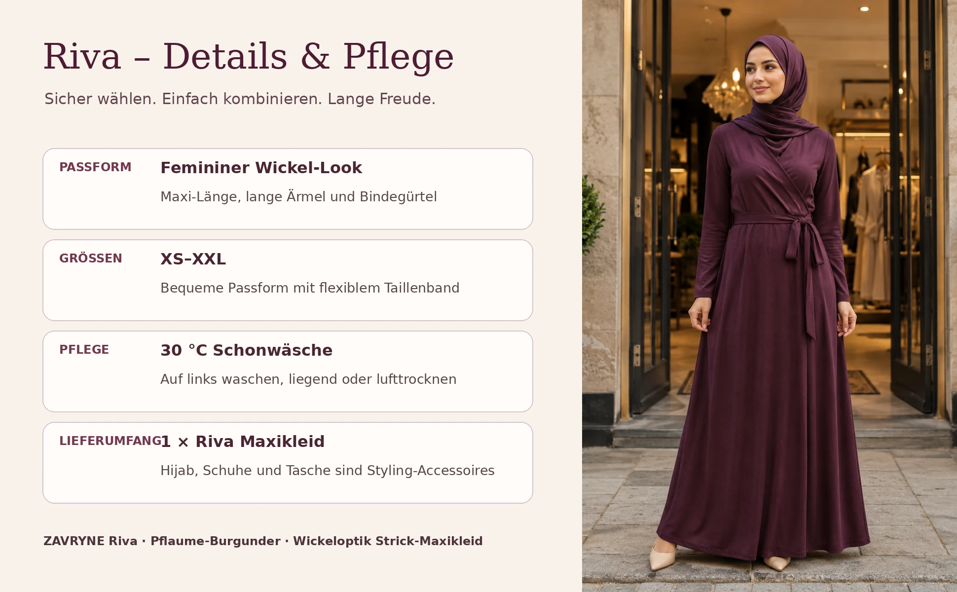 ZAVRYNE Riva – Wickeloptik Strick-Maxikleid mit Bindegürtel