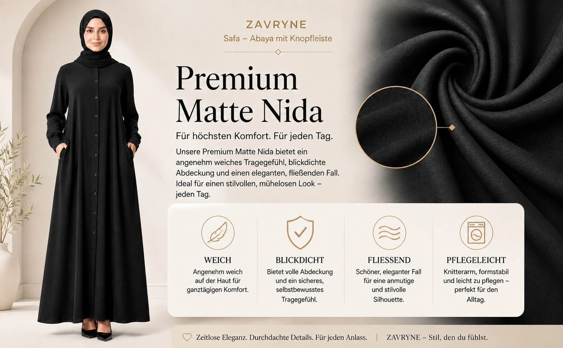 ZAVRYNE Safa – Abaya mit Knopfleiste