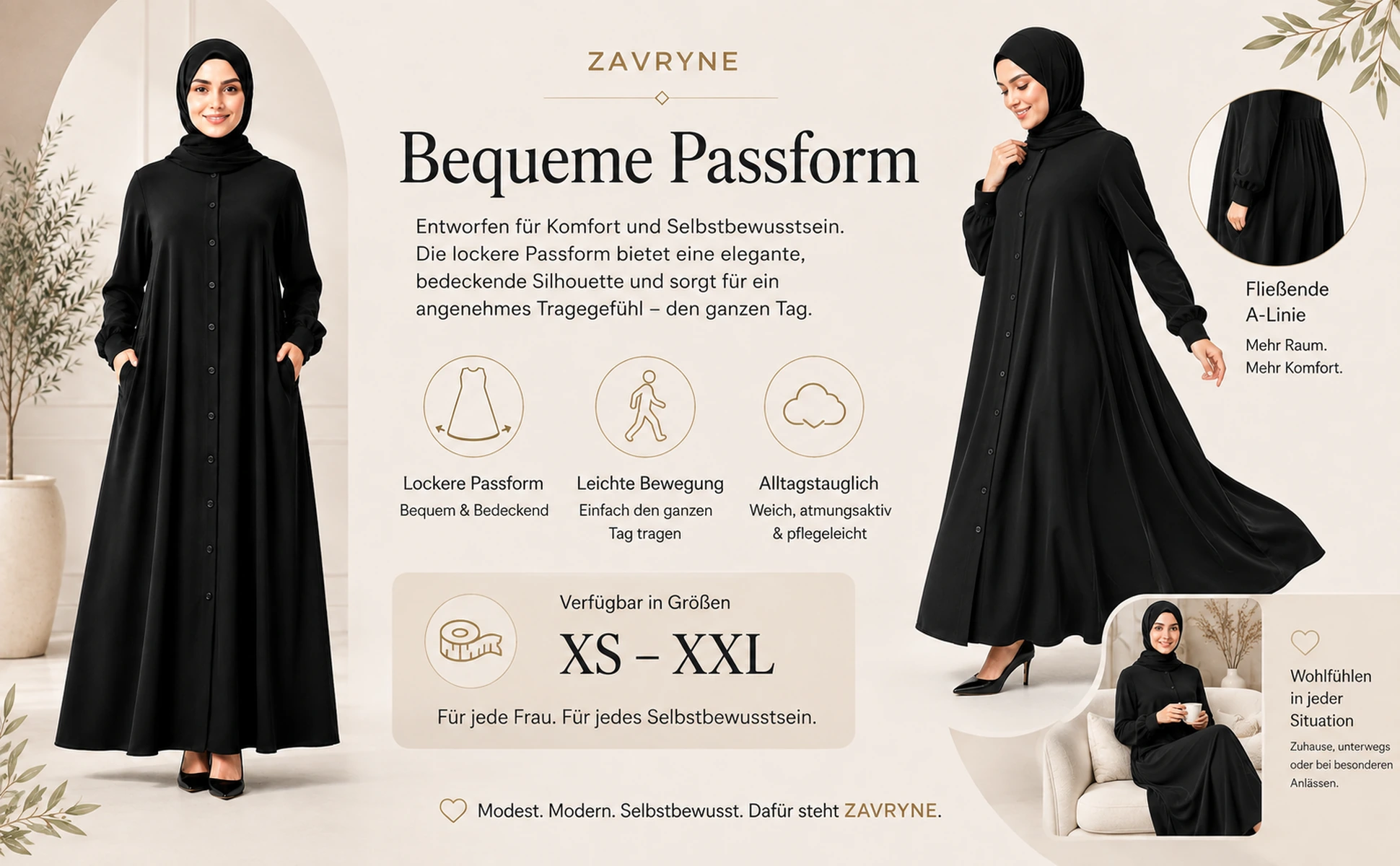 ZAVRYNE Safa – Abaya mit Knopfleiste