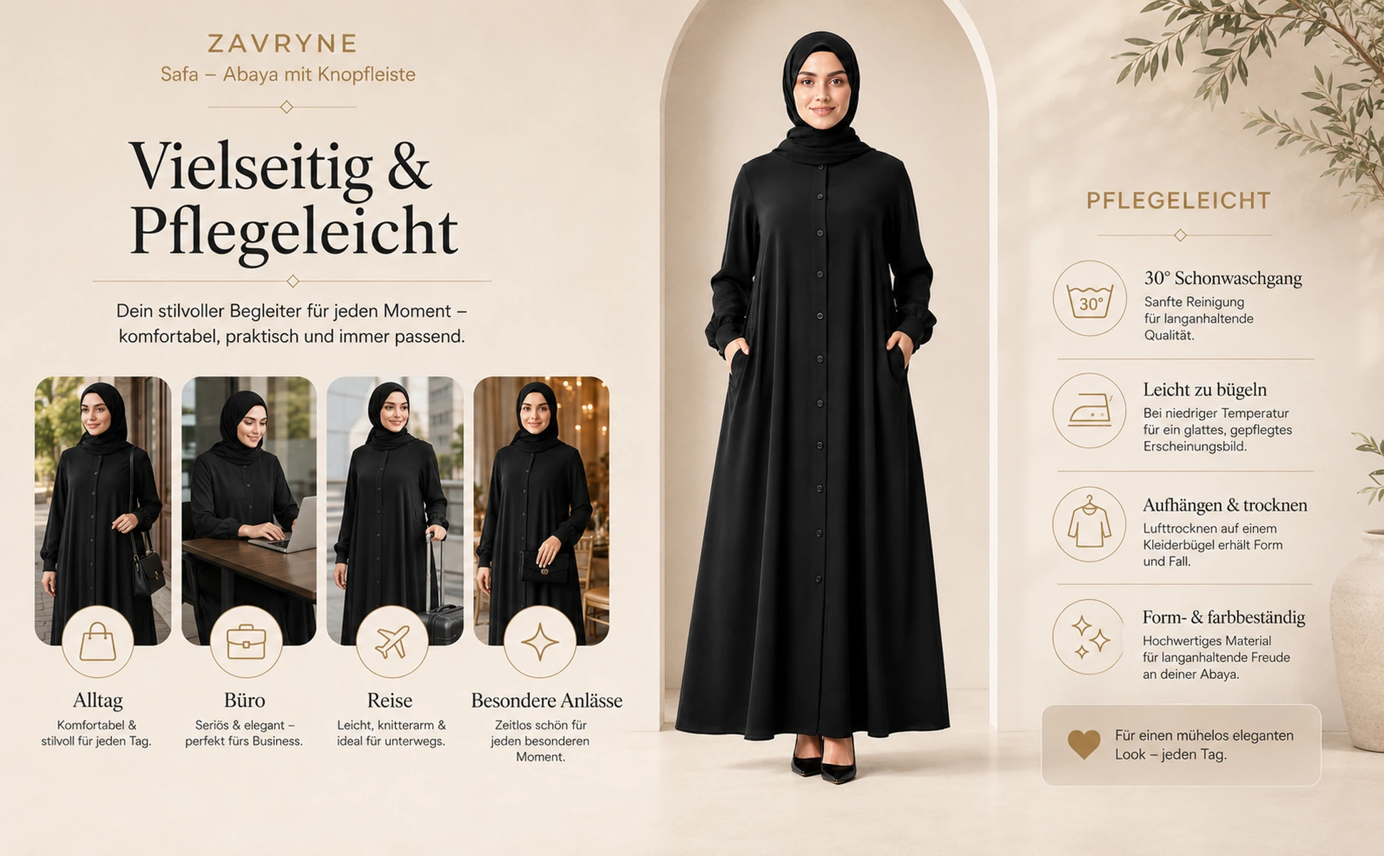 ZAVRYNE Safa – Abaya mit Knopfleiste