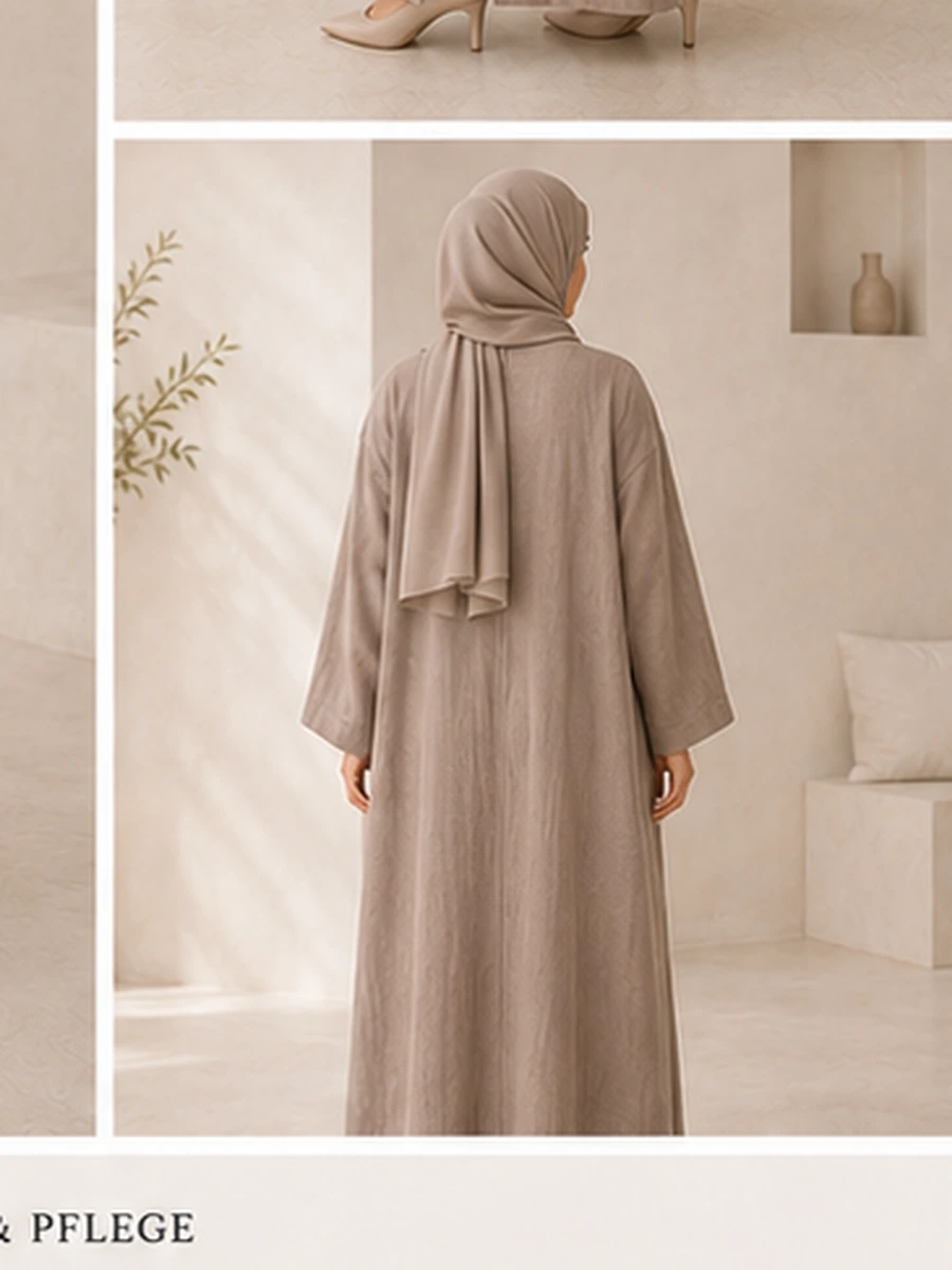 Safa Linen Kimono – Taupe – Detailansicht | ZAVRYNE Deutschland