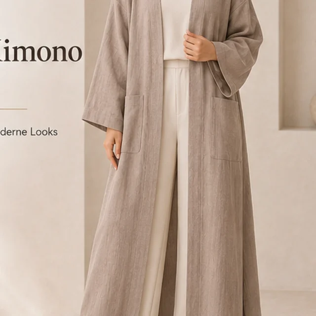 Safa Linen Kimono – Taupe