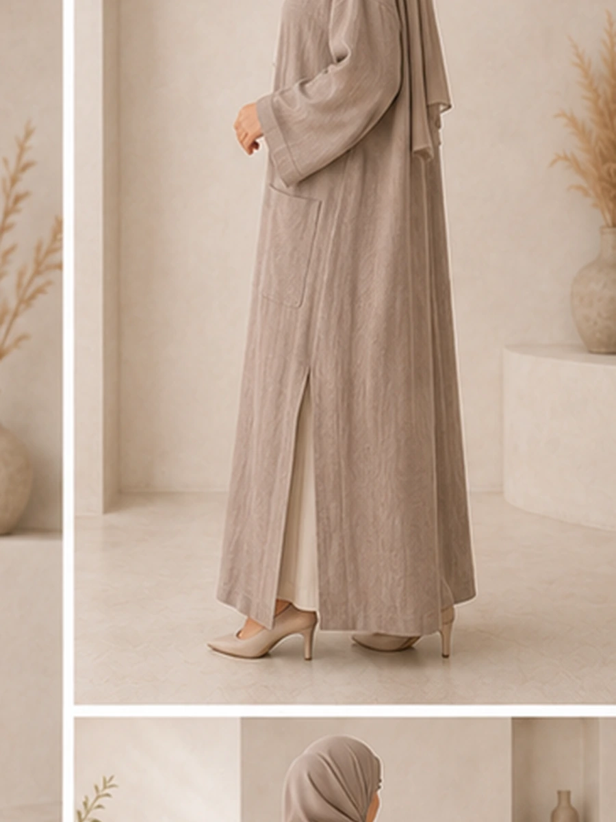 Safa Linen Kimono – Taupe – zweite Ansicht | ZAVRYNE Deutschland