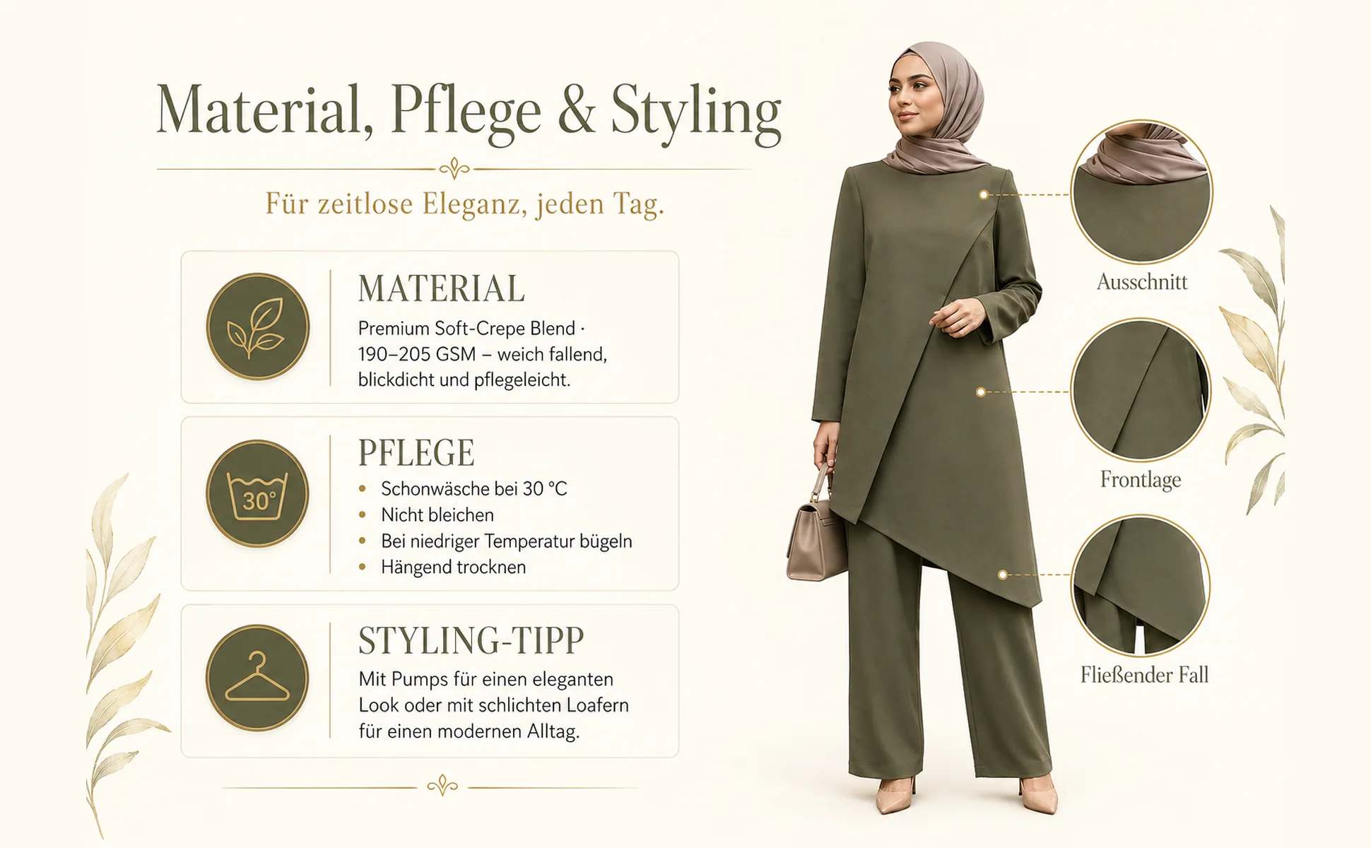 Material, Pflege & Styling